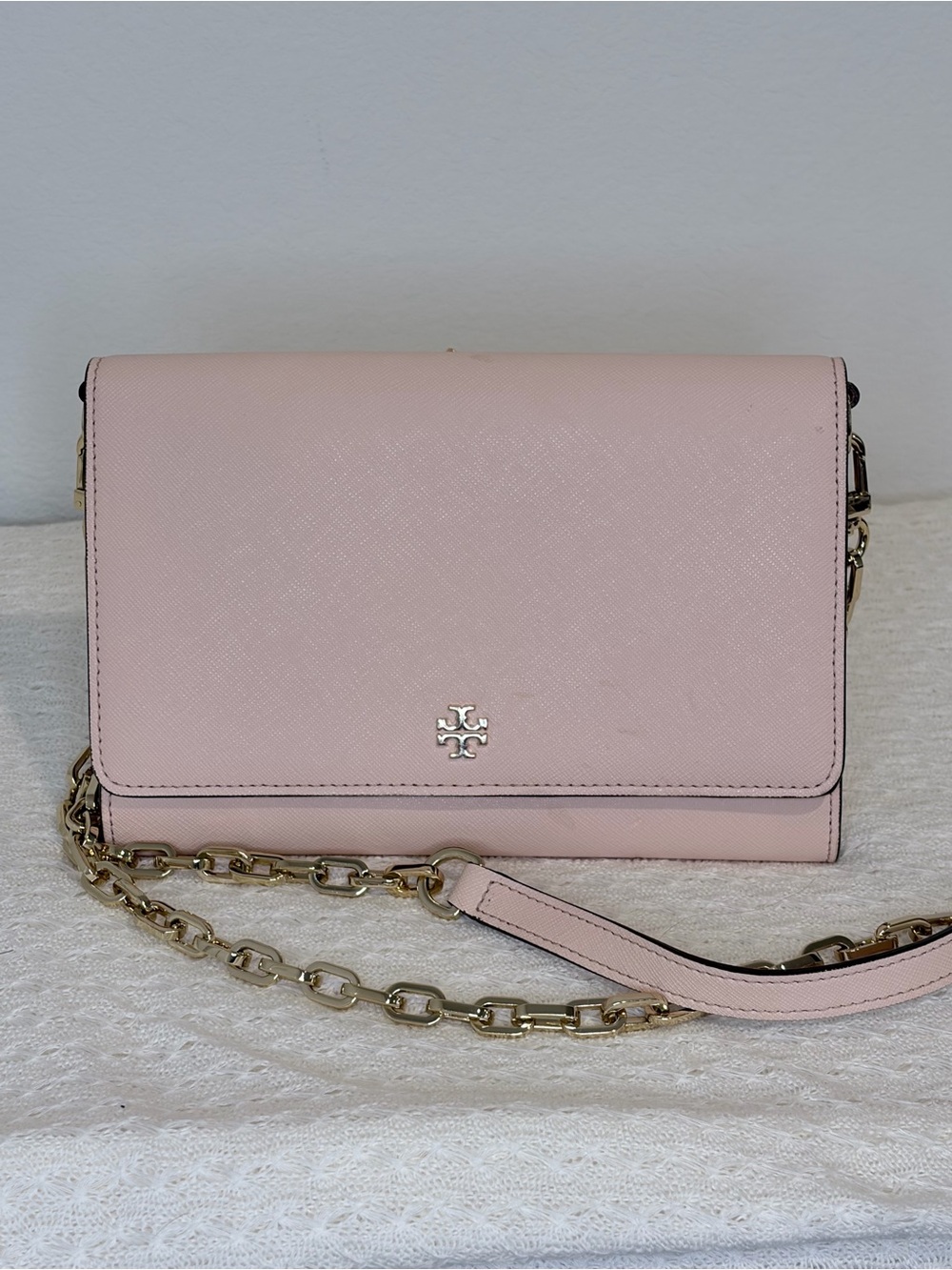 Tory Burch Blush Pink Crossbody Wallet Bag